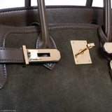 Hermes Birkin 30 Grizzly Vert de Gris Suede & Veau Swift Permabrass Hardware - Special Edition