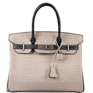 HermesBirkin 30 HSS Beton & Graphite Matte Alligator Brushed Palladium Hardware