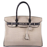 HermesBirkin 30 HSS Beton & Graphite Matte Alligator Brushed Palladium Hardware