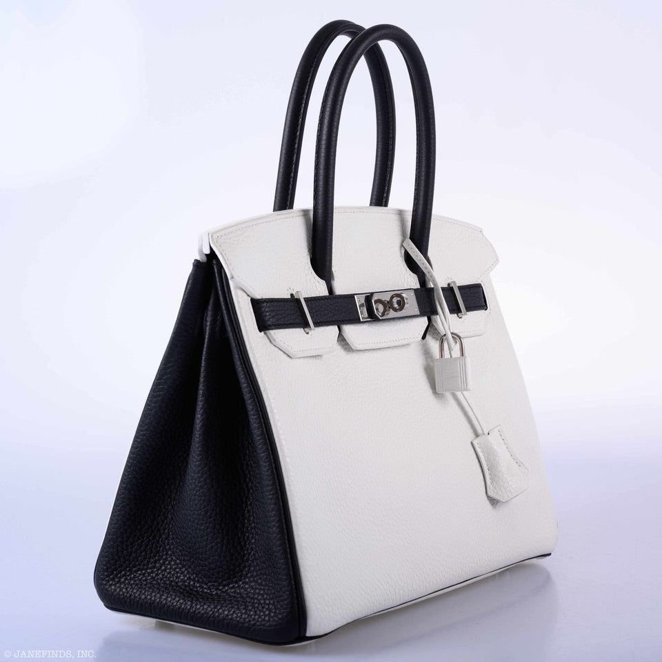 Hermes Birkin 30 HSS Black & White Togo Palladium Hardware - 2018, C