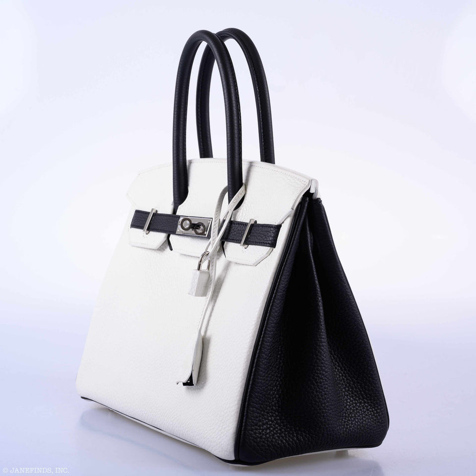 Hermes Birkin 30 HSS Black & White Togo Palladium Hardware - 2018, C