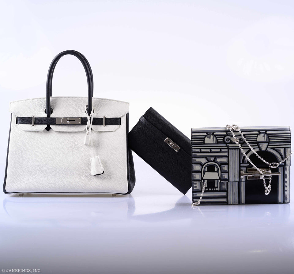 Hermes Birkin 30 HSS Black & White Togo Palladium Hardware - 2018, C