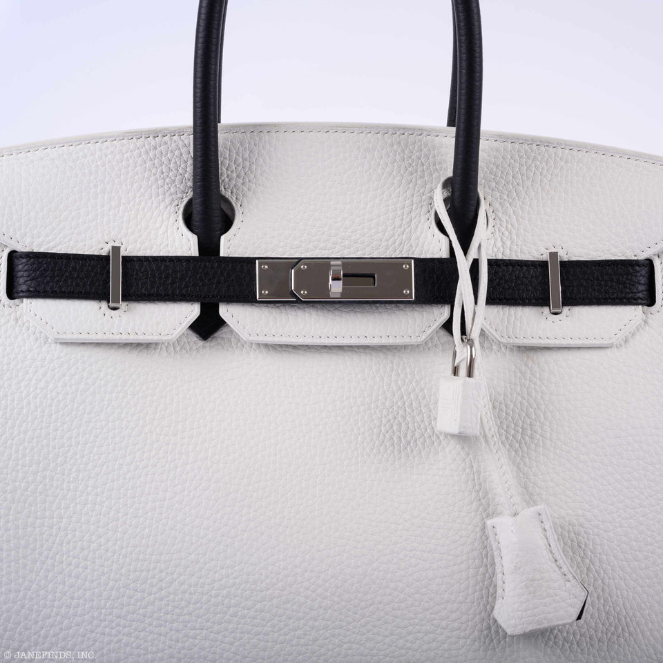 Hermes Birkin 30 HSS Black & White Togo Palladium Hardware - 2018, C