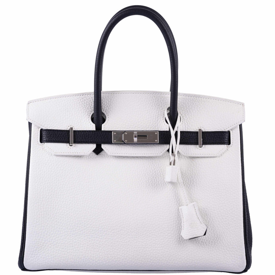 Hermes Birkin 30 HSS Black & White Togo Palladium Hardware - 2018, C