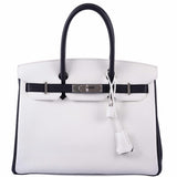 Hermes Birkin 30 HSS Black & White Togo Palladium Hardware - 2018, C