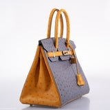HermesBirkin 30 HSS Gris Agate & Saffron Ostrich Gold Hardware - 2020, Y