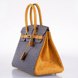 HermesBirkin 30 HSS Gris Agate & Saffron Ostrich Gold Hardware - 2020, Y