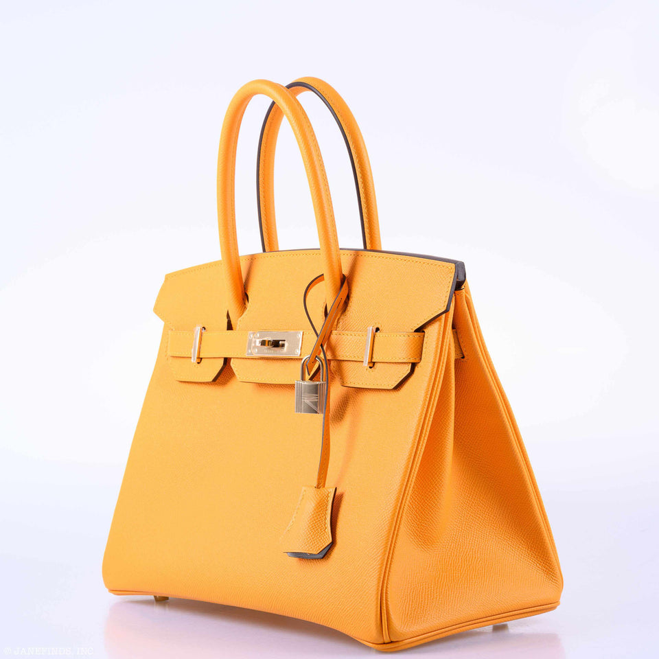 HermesBirkin 30 HSS Jaune d'Or & Gris Mouette Epsom Palladium Hardware