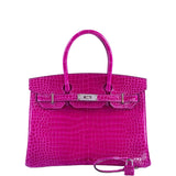 HermesBirkin 30 HSS Rose Scheherazade Porosus Crocodile, Cassis Interior Palladium Hardware