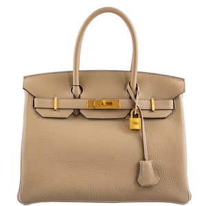 HermesBirkin 30 HSS Trench & Craie Piping Togo Brushed Gold Hardware - 2016, X