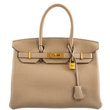 HermesBirkin 30 HSS Trench & Craie Piping Togo Brushed Gold Hardware - 2016, X
