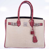 Hermes Birkin 30 HSS Tri-Color Beton, Gray Paris, Boise de Rose Alligator Brushed Palladium Hardware