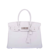 Hermes Birkin 30 HSS White Clemence Brushed Palladium Hardware