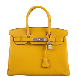 Hermes Birkin 30 Jaune Ambre Togo Palladium Hardware