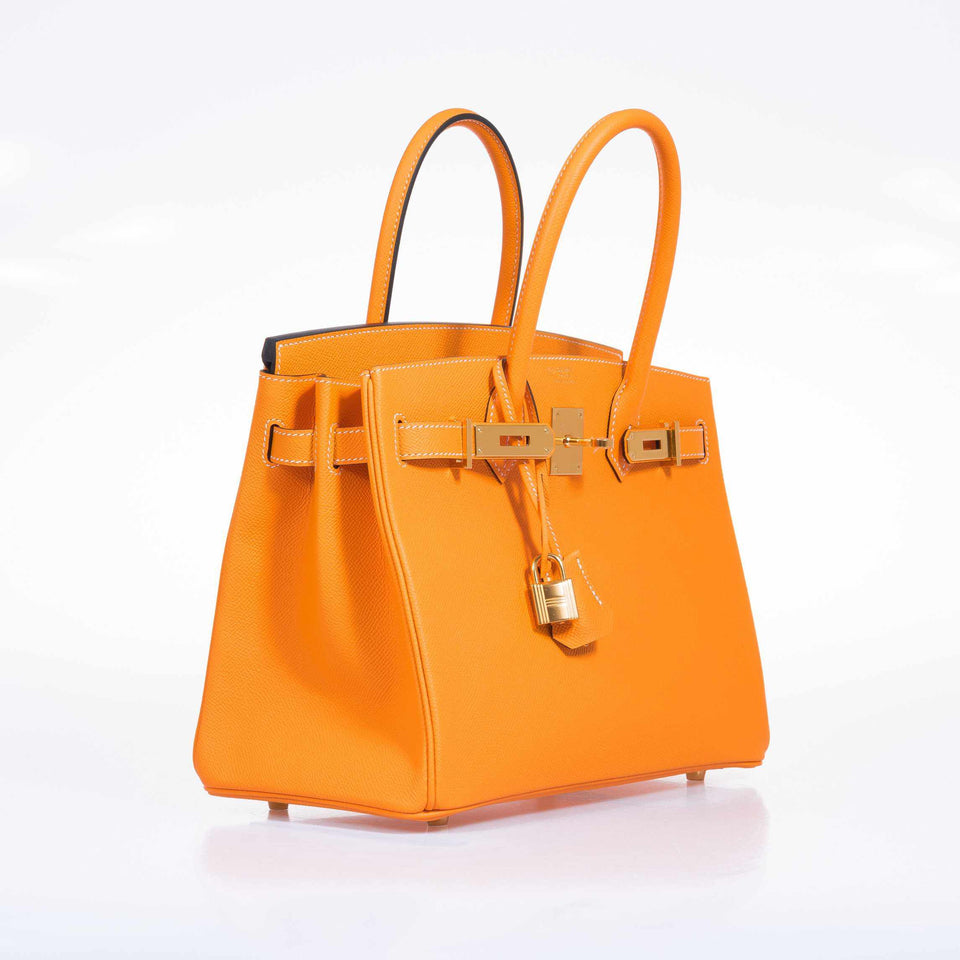 HermesBirkin 30 Jaune D'Or & Blue Marine Epsom Palladium Hardware
