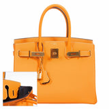 HermesBirkin 30 Jaune D'Or & Blue Marine Epsom Palladium Hardware