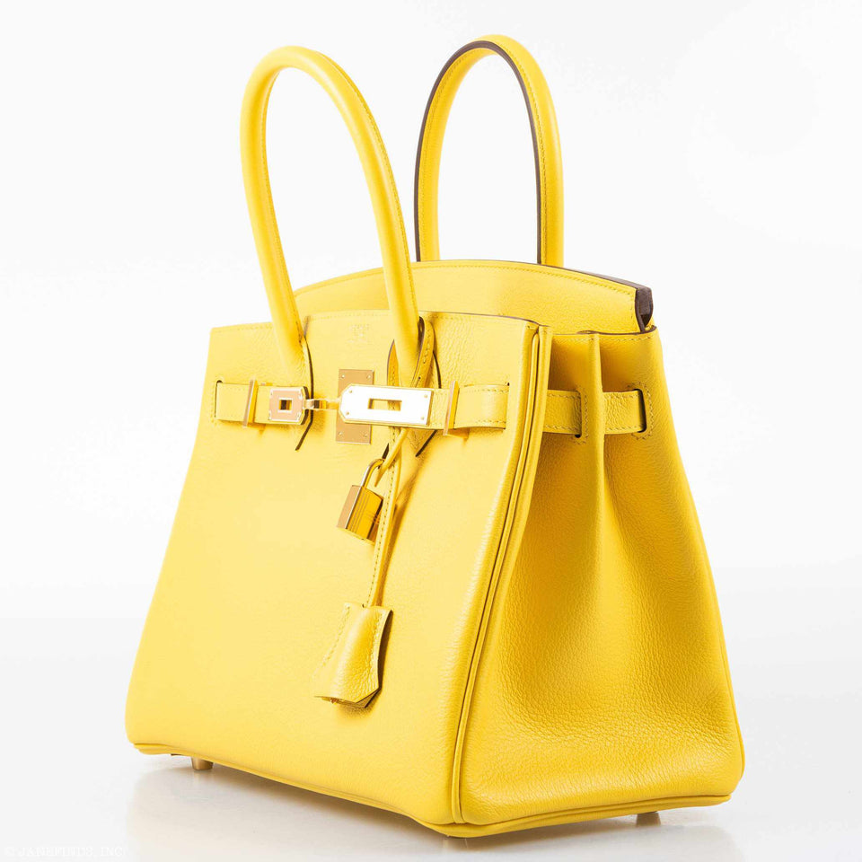 HermesBirkin 30 Jaune de Naples Taurillon Novillo Gold Hardware