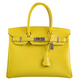 HermesBirkin 30 Lime Epsom with Palladium Hardware - 2019, D