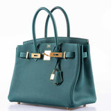 Hermes Birkin 30 Malachite Togo Gold Hardware