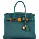 Hermes Birkin 30 Malachite Togo Gold Hardware