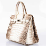 HermesBirkin 30 Matte Himalaya Niloticus Crocodile Palladium Hardware