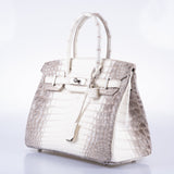 HermesBirkin 30 Matte Himalayan Niloticus Crocodile Palladium Hardware