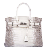 HermesBirkin 30 Matte Himalayan Niloticus Crocodile Palladium Hardware