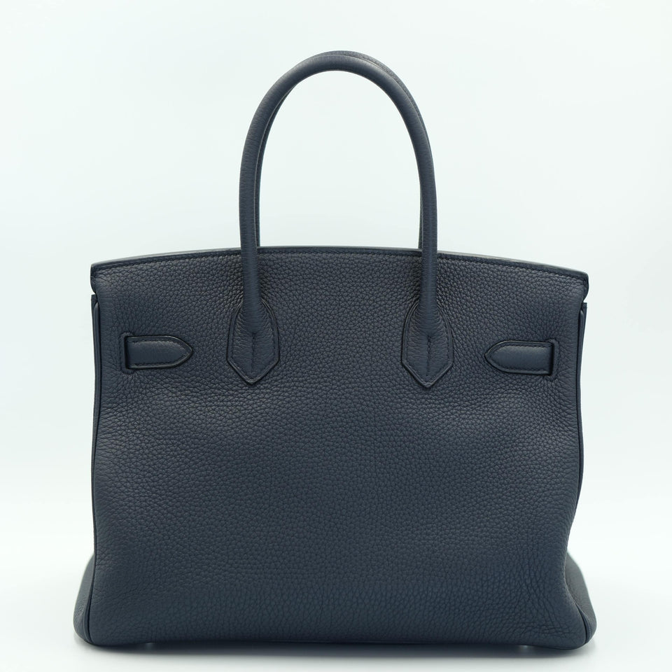 Hermes Birkin 30 Officier Bleu Nuit and Vert Cypress Togo Palladium Hardware