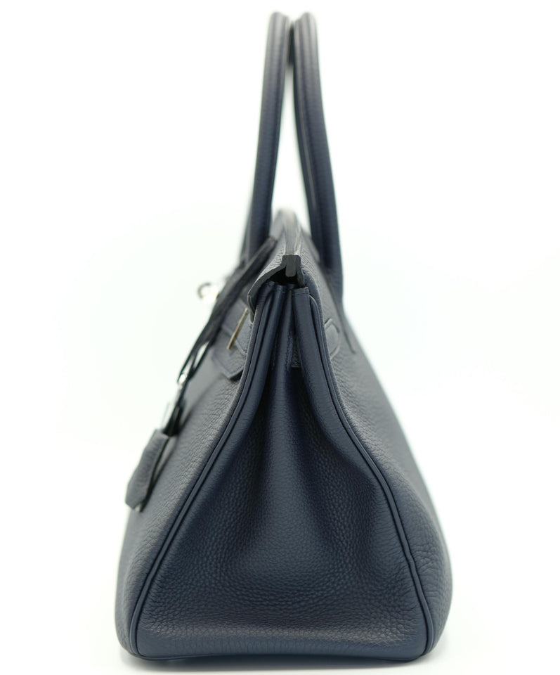 Hermes Birkin 30 Officier Bleu Nuit and Vert Cypress Togo Palladium Hardware