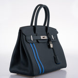 HermesBirkin 30 Officier Vert Cyprès Togo & Bleu Zellige Stripe & Lining Palladium Hardware - 2018, C
