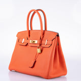 HermesBirkin 30 Orange Poppy Togo Gold Hardware - 2017, A
