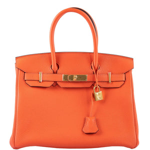 HermesBirkin 30 Orange Poppy Togo Gold Hardware - 2017, A