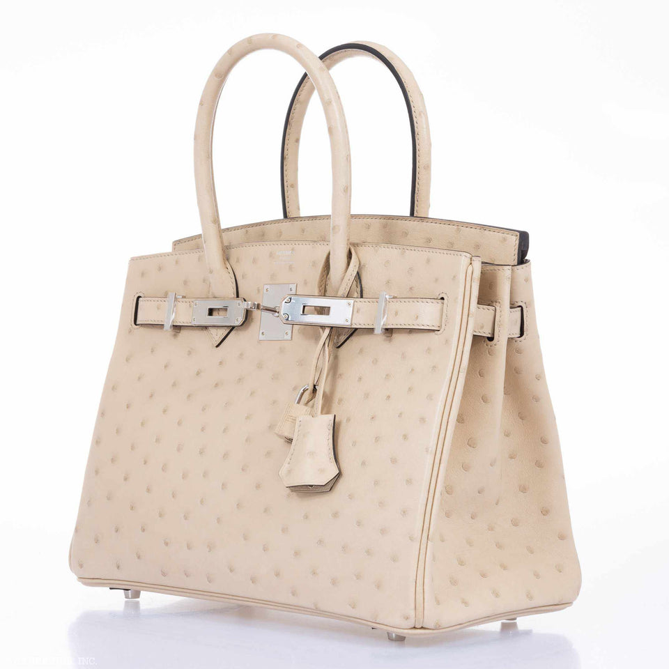 Hermes Birkin 30 Parchemin Ostrich Palladium Hardware