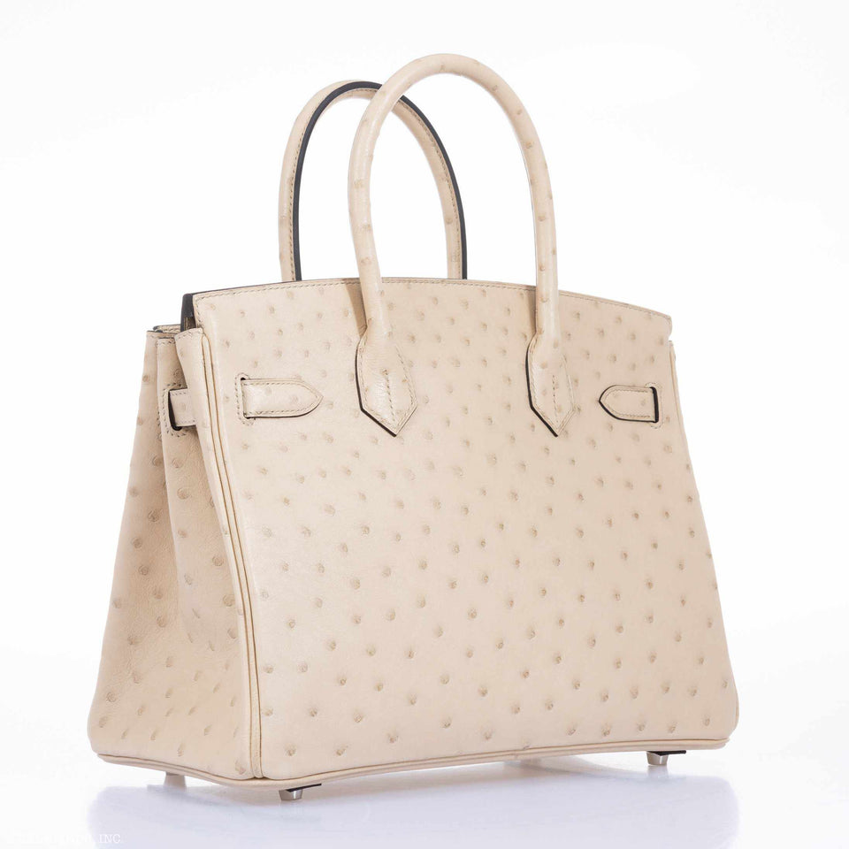 Hermes Birkin 30 Parchemin Ostrich Palladium Hardware