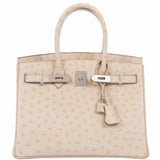 Hermes Birkin 30 Parchemin Ostrich Palladium Hardware
