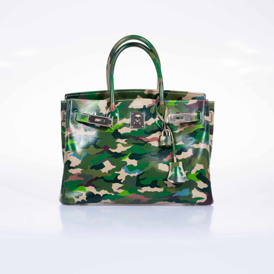 HermesBirkin 30 Parchment Box Camouflage Palladium Hardware * JaneFinds Custom Shop