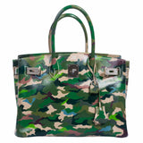 HermesBirkin 30 Parchment Box Camouflage Palladium Hardware * JaneFinds Custom Shop