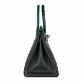 HermesBirkin 30 "Patchwork" Vert Fonce Vert Titen Emerald Chevre Clemence Box Calf Porosus Crocodile Palladium Hardware