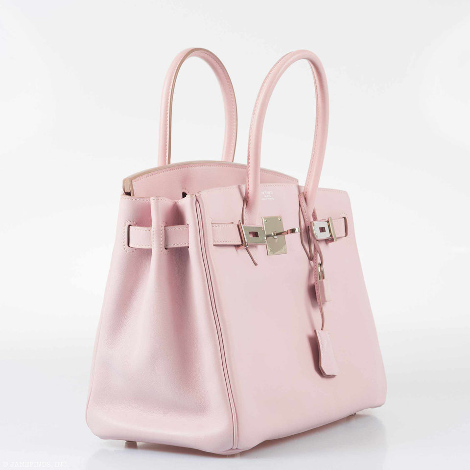 HermesBirkin 30 Rose Dragee Swift Palladium Hardware