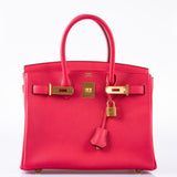 HermesBirkin 30 Rose Extreme Epsom Gold Hardware - 2020, Y
