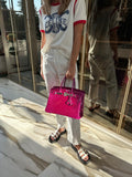 HermesBirkin 30 Rose Pourpre Shiny Porosus Crocodile Palladium Hardware