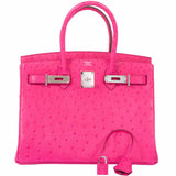 Hermes Birkin 30 Rose Tyrien Ostrich Palladium Hardware