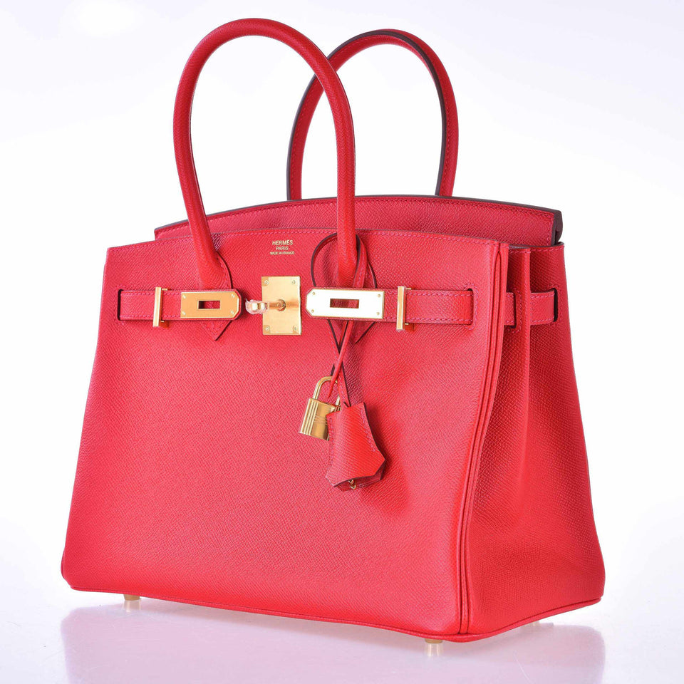 Hermes Birkin 30 Rouge Casaque Epsom Gold Hardware