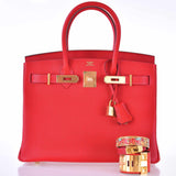 Hermes Birkin 30 Rouge Casaque Epsom Gold Hardware