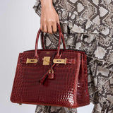 HermesBirkin 30 Rouge H Niloticus Crocodile Gold Hardware