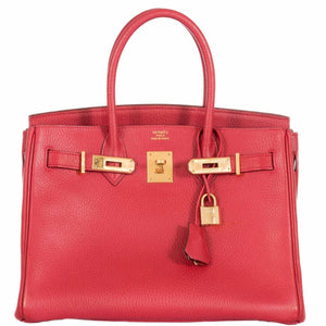 HermesBirkin 30 Rouge Vif Ardennes Gold Hardware - 2001, E Square