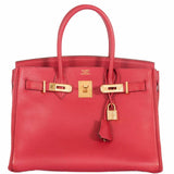 HermesBirkin 30 Rouge Vif Ardennes Gold Hardware - 2001, E Square