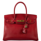 HermesBirkin 30 Rouge Vif Ardennes Gold Hardware - Square E