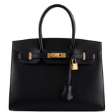 HermesBirkin 30 Sellier Black Veau Monsieur Leather Gold Hardware