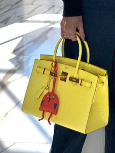 HermesBirkin 30 Sellier Jaune Citron Matte Niloticus Crocodile Gold Hardware